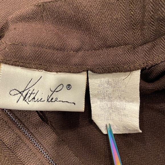 VTG Kathie Lee Size 12 Chocolate Brown Mini Skirt Comfort Waist Front Slit - Picture 7 of 7